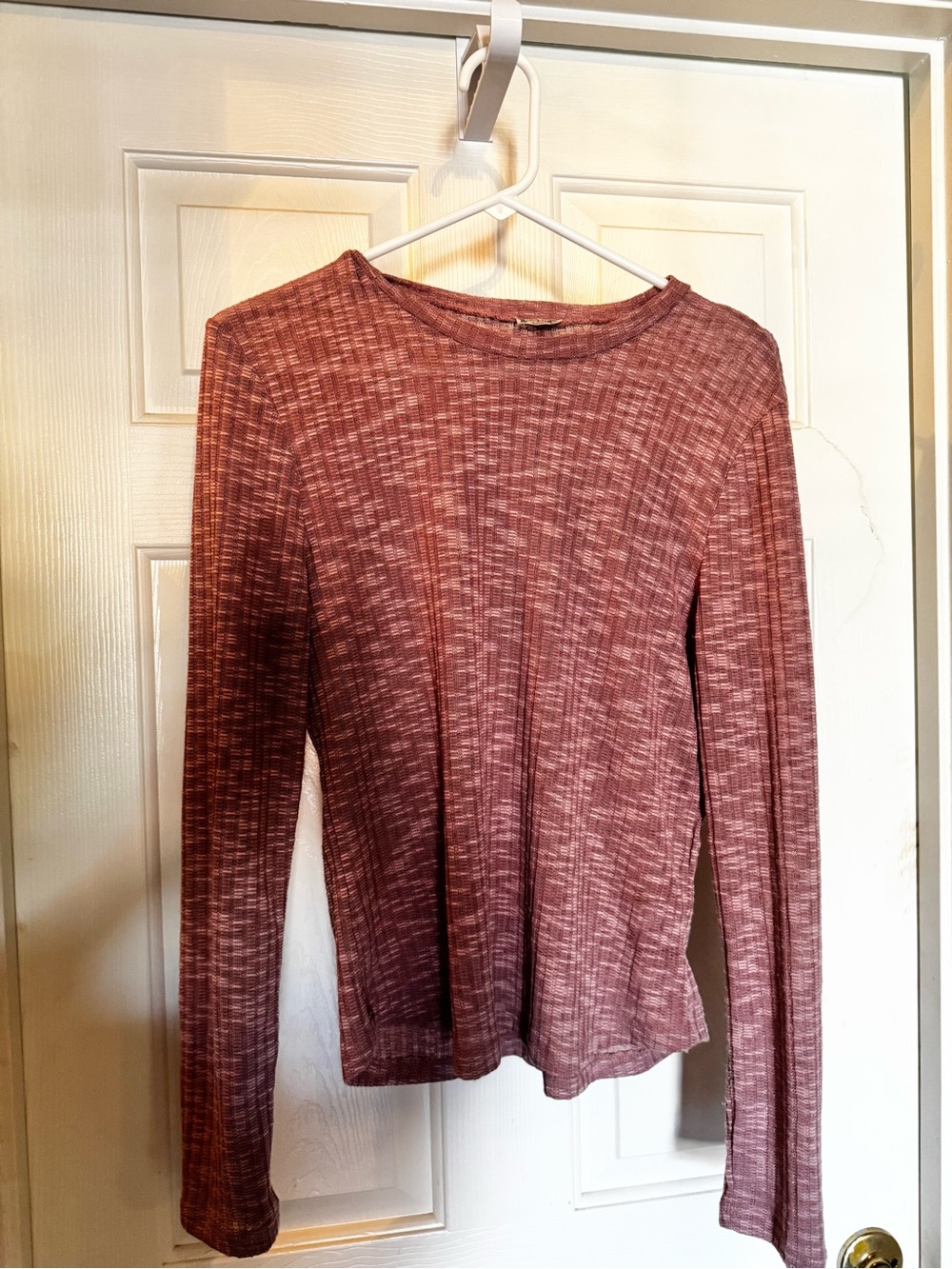 Free People Long Sleeved Ribbed Top in Mauve